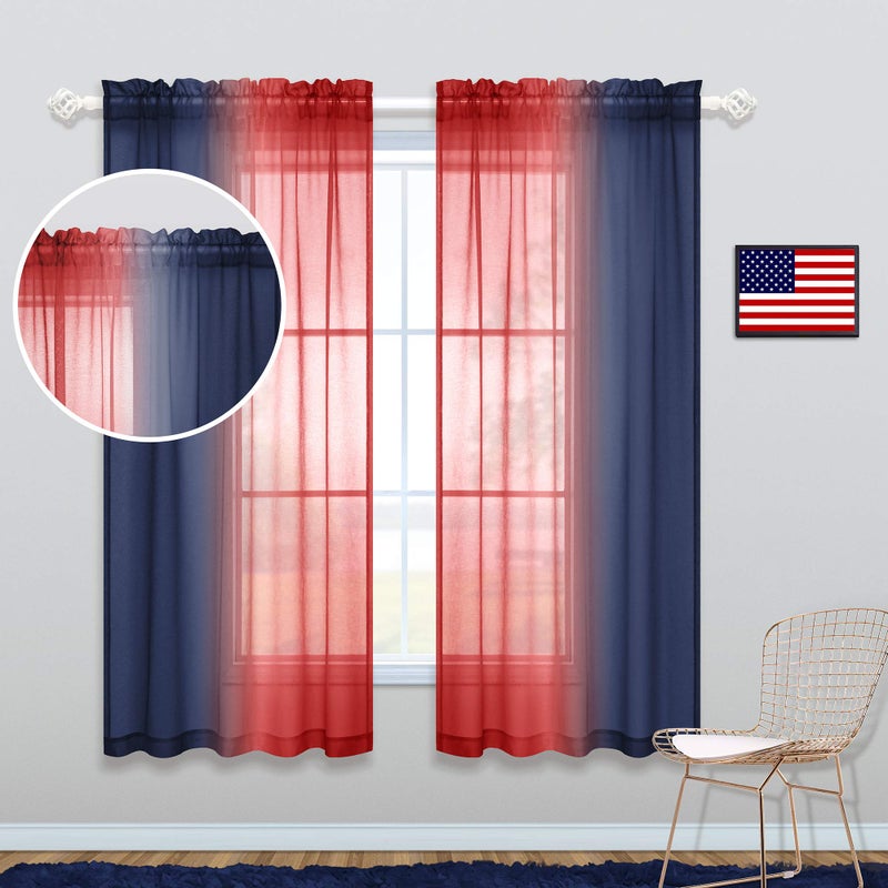KOUFALL Blue and Red Curtains for Boys Bedroom,Sports Gamer Curtains for Gaming Room - Image 1
